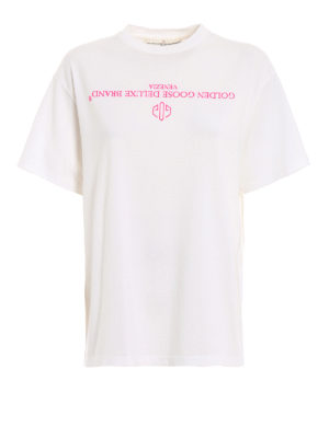 GOLDEN GOOSE: t-shirt - T-shirt Golden con logo capovolto