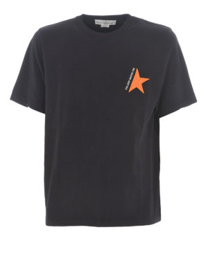 GOLDEN GOOSE: t-shirts - Logo patch black T-shirt