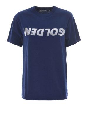 GOLDEN GOOSE: t-shirt - T-shirt stampa logo metallizzata