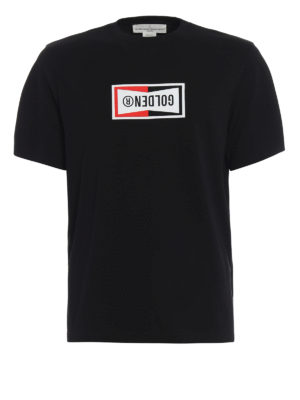 GOLDEN GOOSE: t-shirts - Reversed logo print cotton T-shirt
