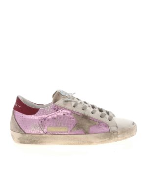GOLDEN GOOSE: trainers - Crocodile print Superstar sneakers in lilac