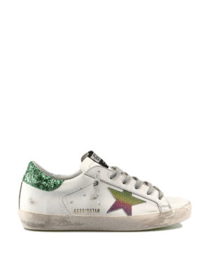 GOLDEN GOOSE: sneakers - Sneaker Superstar con talloncino glitterato