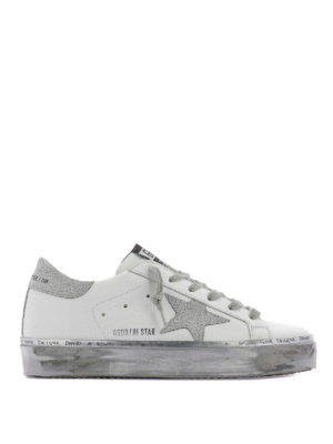GOLDEN GOOSE: sneakers - Sneaker Hi Star in pelle e glitter