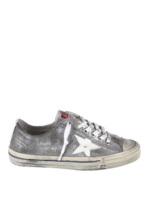 GOLDEN GOOSE: sneakers - Sneaker V-Star2 in pelle glitterata