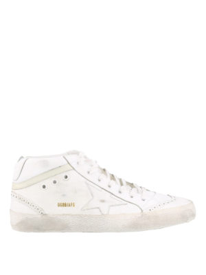 GOLDEN GOOSE: sneakers - Sneaker Mid Star in pelle dettaglio brogue