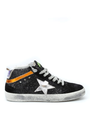 GOLDEN GOOSE: sneakers - Sneaker alte in pelle glitterata Mid Star