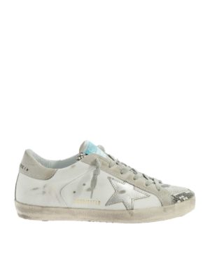 GOLDEN GOOSE: trainers - Reptile details sneakers in white