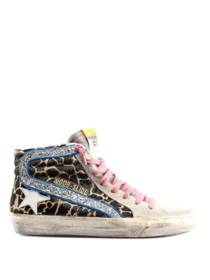 GOLDEN GOOSE: sneakers - Sneaker Slide in cavallino animalier
