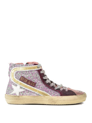 Golden Goose: trainers - Slide glitter and leather sneakers