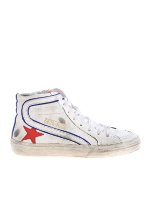 GOLDEN GOOSE: trainers - Slide sneakers in white with red star