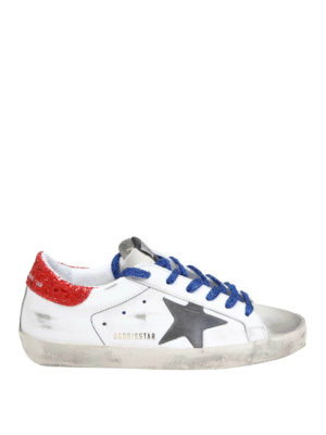 GOLDEN GOOSE: sneakers - Sneaker Superstar in pelle e glitter