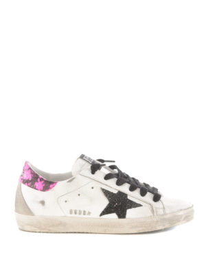 GOLDEN GOOSE: trainers - Superstar python printed heel tab sneakers