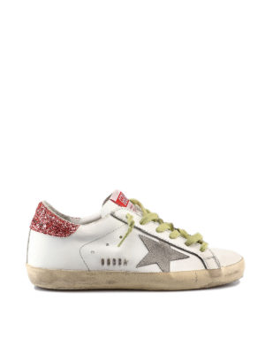 GOLDEN GOOSE: sneakers - Sneaker Superstar con talloncino in glitter