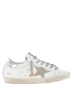 GOLDEN GOOSE: sneakers - Sneaker Superstar bianche in pelle