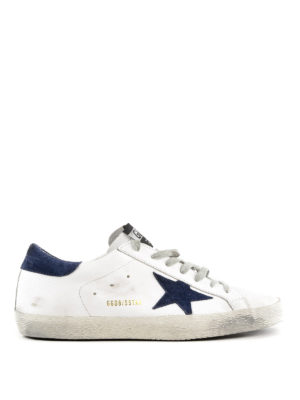 GOLDEN GOOSE: sneakers - Sneaker Superstar bianche e blu