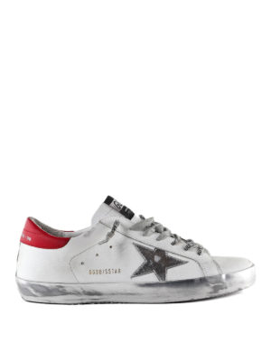 GOLDEN GOOSE: trainers - Superstar white and metallic leather sneakers