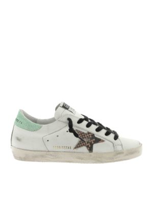 GOLDEN GOOSE: trainers - Superstar white sneakers with green detail