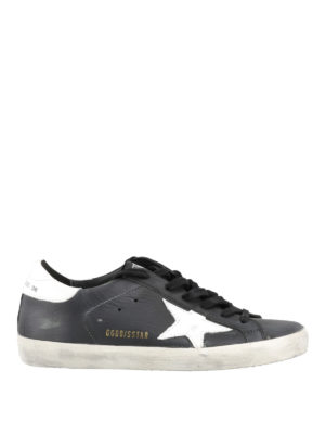 GOLDEN GOOSE: sneakers - Sneaker Superstar in pelle con stella bianca