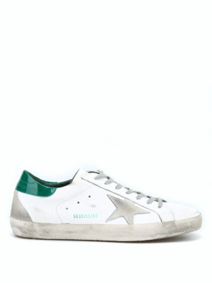 GOLDEN GOOSE: sneakers - Sneaker Superstar bianche e verdi