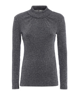 GOLDEN GOOSE: maglia a collo alto e polo - Lupetto a manica lunga in lurex blu