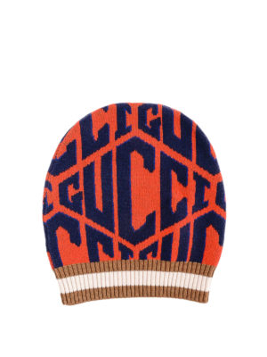 GUCCI: berretti - Berretto Insidein in misto lana con logo