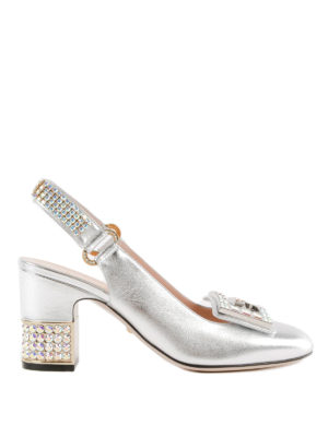 GUCCI: scarpe décolleté - Slingback argentate Crystal G