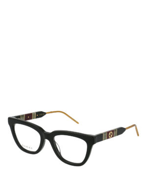 GUCCI: Glasses - GG logo black acetate optical glasses