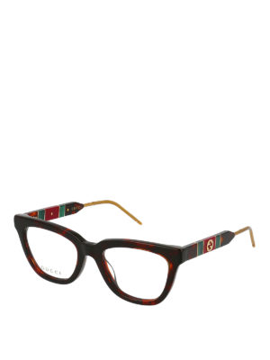 GUCCI: Glasses - GG logo dark havana optical glasses