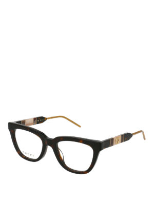 GUCCI: Glasses - GG logo havana acetate optical glasses