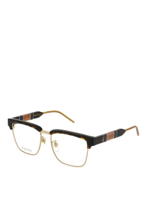 GUCCI: Glasses - Half frame havana squared glasses