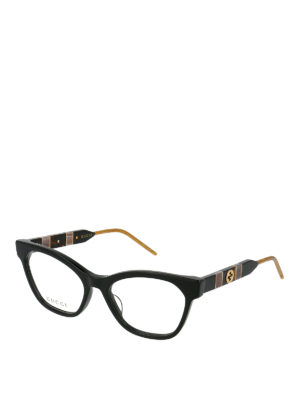GUCCI: Glasses - Web detail black cat eye optical glasses