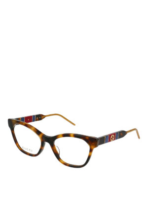 GUCCI: Glasses - Web detail havana optical glasses