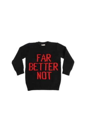 GUCCI: knitwear - Black pullover with red embroideries