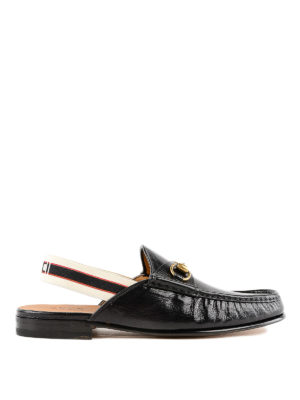 GUCCI: Mocassini e slippers - Slipper in pelle con cinturino a nastro Gucci