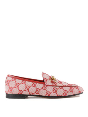 GUCCI: Mocassini e slippers - Mocassini in canvas Jordaan GG
