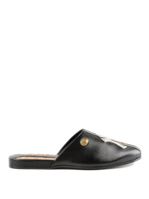 GUCCI: Mocassini e slippers - Slipper in pelle con patch NY Yankees™