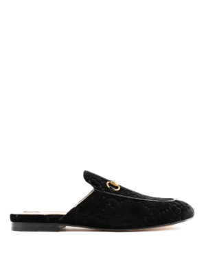 GUCCI: Mocassini e slippers - Princetown GG black velvet slipper