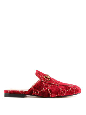 GUCCI: Mocassini e slippers - Ciabattine Princetown in velluto GG