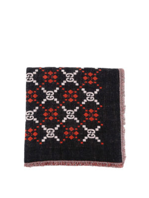 GUCCI: sciarpe e foulard - Sciarpa Dimons in pura lana con logo