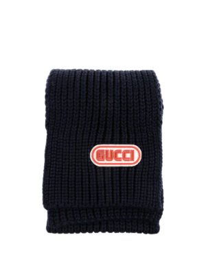 GUCCI: sciarpe e foulard - Sciarpa Game in lana con logo applicato