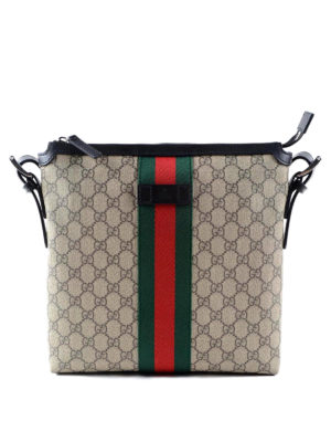 GUCCI: borse a spalla - Messenger in canvas GG e nastro Web