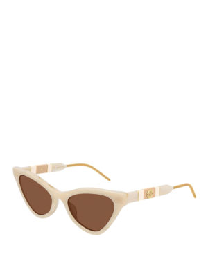 GUCCI: sunglasses - Beige acetate cat-eye sunglasses