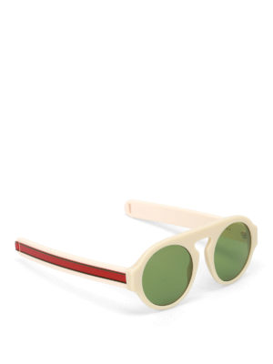 Gucci: sunglasses - Green lenses ivory round sunglasses