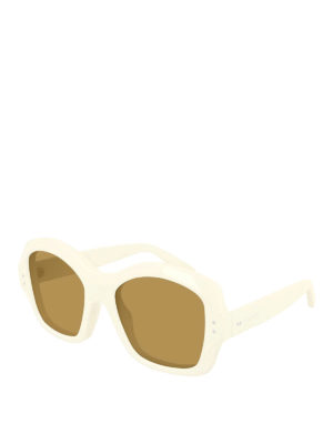 GUCCI: sunglasses - Ivory acetate square sunglasses