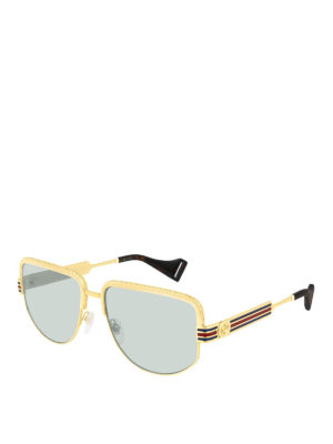 GUCCI: sunglasses - Metal sunglasses with Web temples