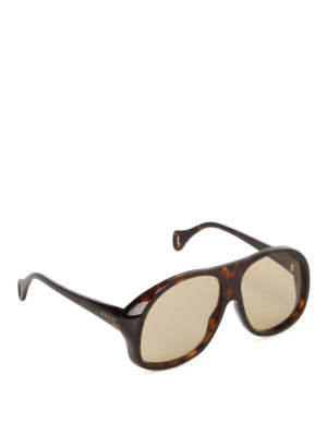 Gucci: sunglasses - Tortoiseshell mask sunglasses