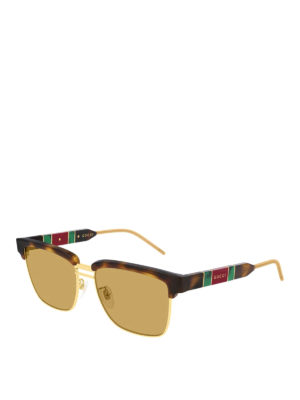 GUCCI: sunglasses - Web detailed tortoiseshell sunglasses