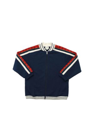 GUCCI: Sweatshirts & Sweaters - GG logo zip sweatshirt in blue