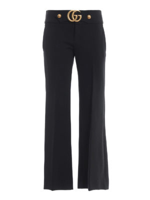 GUCCI: Tailored & Formal trousers - Double G black flared trousers