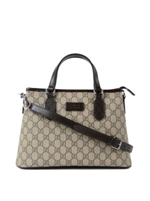 GUCCI: shopper - Borsa con profili in pelle e zip